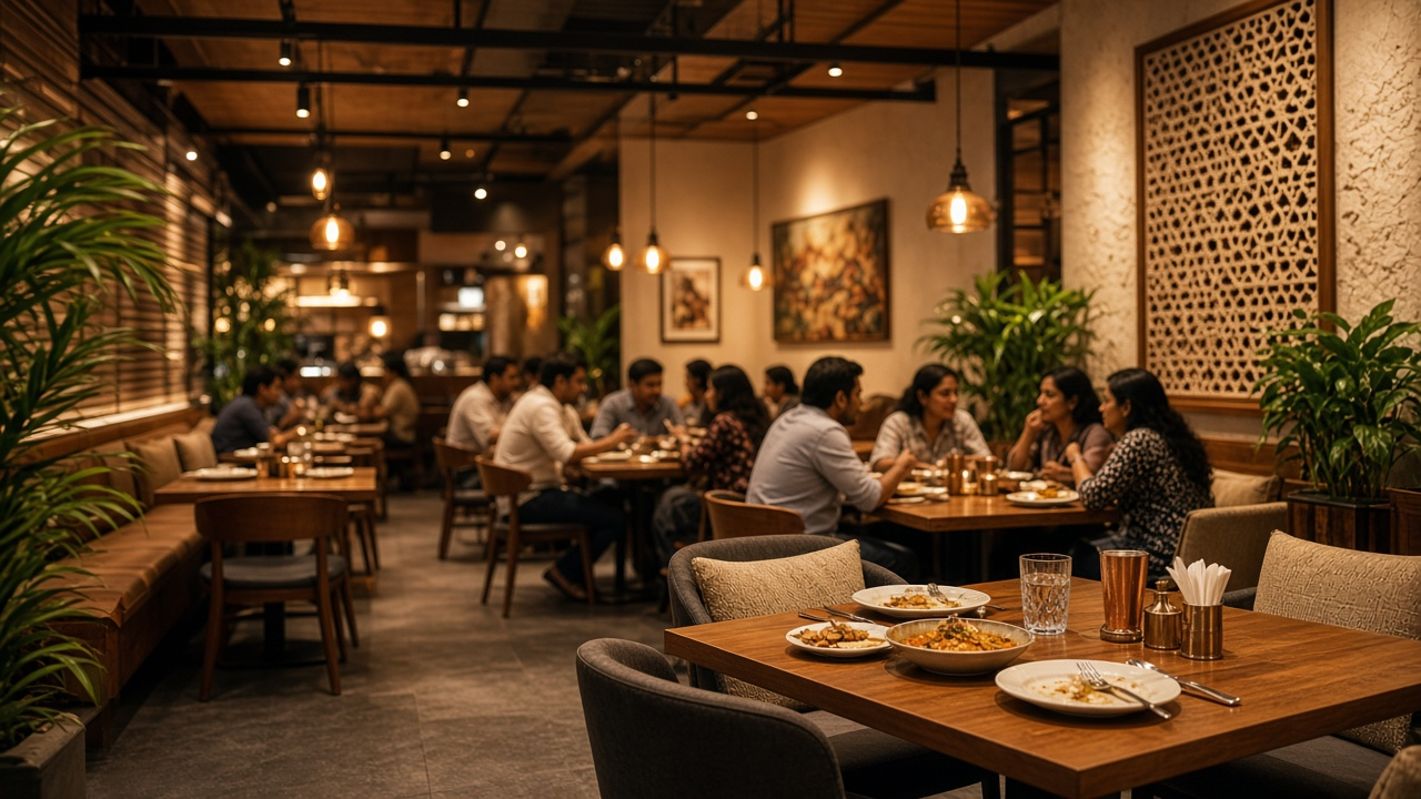 Dining room in an Indian restaurant